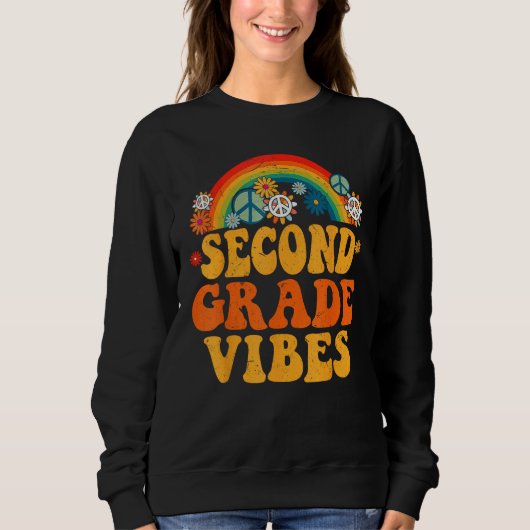 Groovy Rainbow Back to School 2nd Grade Vibes Teac Trui (Voorkant)