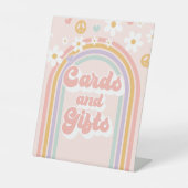 Groovy Rainbow Birthday-kaartjes voor cadeautjes Reclamebord Met Voetstuk (Voorkant)