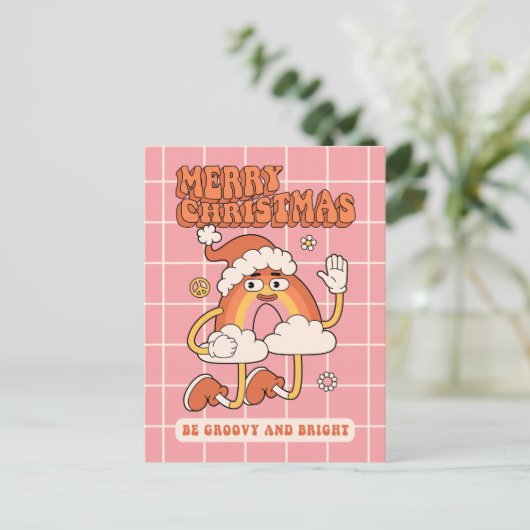 Groovy Rainbow Christmas - Wees helder en vrolijk Feestdagenkaart (Staand voorkant)