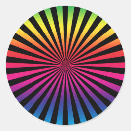 Groovy Rainbow Color Sunburst Ronde Sticker