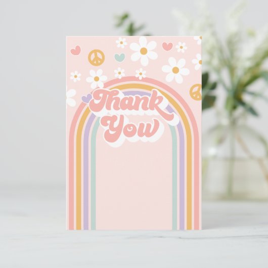 Groovy Rainbow Dank u Bedankkaart (Staand voorkant)
