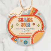 Groovy Rainbow Dank u verjaardagsfeestje Bedankjes Labels (Voorkant)