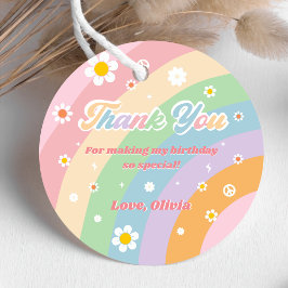 Groovy Rainbow Dank u verjaardagsfeestje Bedankjes Labels