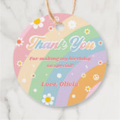 Groovy Rainbow Dank u verjaardagsfeestje Bedankjes Labels (Achterkant)