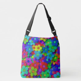 Groovy Rainbow Flowers Crossbody Tas