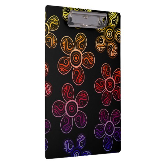 Groovy Rainbow Flowers Design Klembord (Rechts)