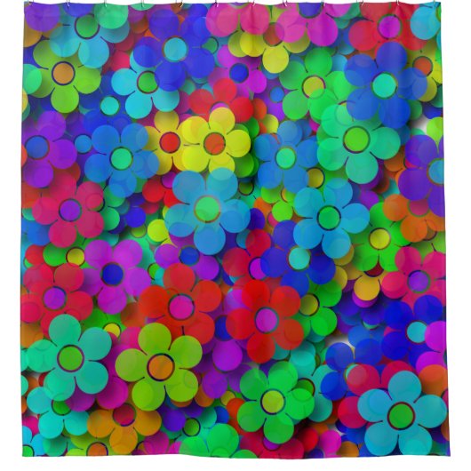 Groovy Rainbow Flowers Douchegordijn (Voorkant)