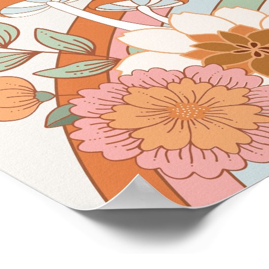 Groovy Rainbow Hippie Baby shower Welkom Poster (Hoek)