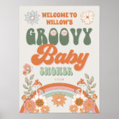 Groovy Rainbow Hippie Baby shower Welkom Poster (Voorkant)