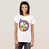 GROOVY RAINBOW PEACE SIGN DRAGONFLY TSHIRT (Voorkant volledig)