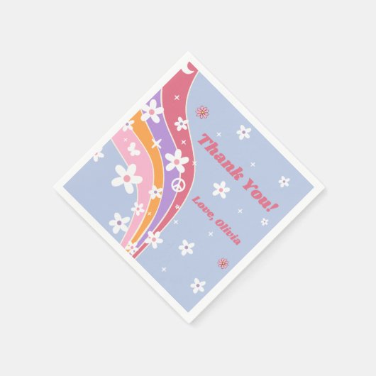 Groovy Rainbow Retro Verjaardagsfeestservetten Servet (Hoek)