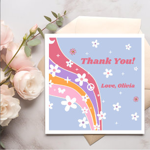 Groovy Rainbow Retro Verjaardagsfeestservetten Servet