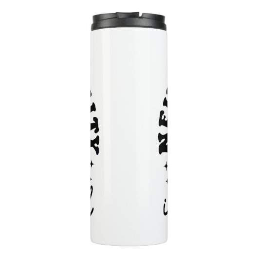 Groovy Rainbow Smiley Flower Neurodiversity Thermosbeker (Achterkant)