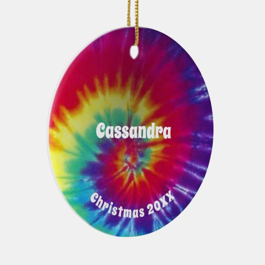 Groovy Rainbow Stropdas-Dye Hippie Keramisch Ornament (Rechts)