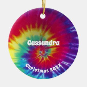 Groovy Rainbow Stropdas-Dye Hippie Keramisch Ornament