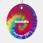 Groovy Rainbow Stropdas-Dye Hippie Keramisch Ornament (Links)