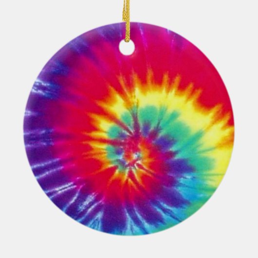 Groovy Rainbow Stropdas-Dye Hippie Keramisch Ornament (Achterkant)