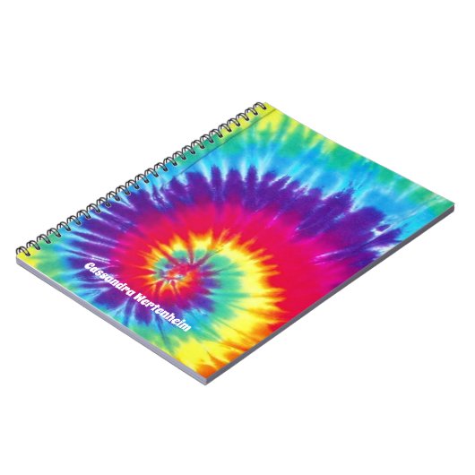 Groovy Rainbow Stropdas-Dye Hippie Notitieboek (Linkerzijde)