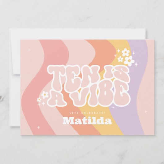 Groovy Rainbow Ten is een Vibe 60's retro daisy co Kaart (Voorkant)