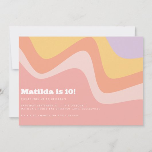 Groovy Rainbow Ten is een Vibe 60's retro daisy co Kaart (Achterkant)