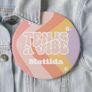 Groovy Rainbow Ten is een Vibe 60's retro daisy co Ronde Button 6,0 Cm