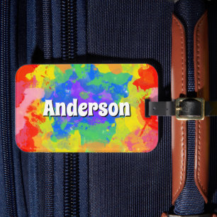 Groovy Rainbow Tie Dye Bagagelabel