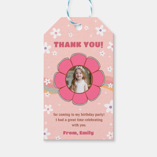 Groovy Rainbow Verjaardagsfeestje Dank u Cadeaulabel (Voorkant)