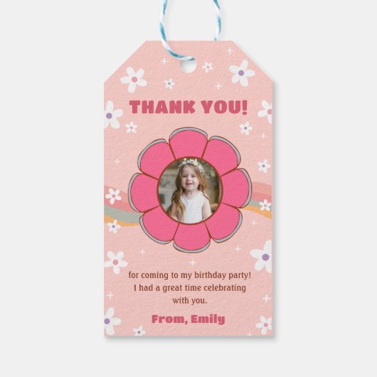 Groovy Rainbow Verjaardagsfeestje Dank u Cadeaulabel (Achterkant)