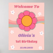 Groovy Rainbow Verjaardagsfeestje Welkomstbord Poster (Voorkant)