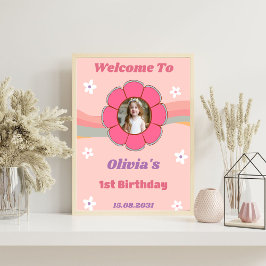 Groovy Rainbow Verjaardagsfeestje Welkomstbord Poster