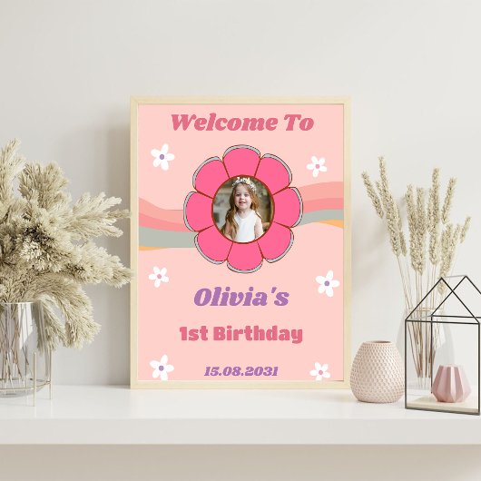 Groovy Rainbow Verjaardagsfeestje Welkomstbord Poster