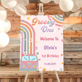 Groovy Rainbow Verjaardagsfeestje Welkomstbord Poster