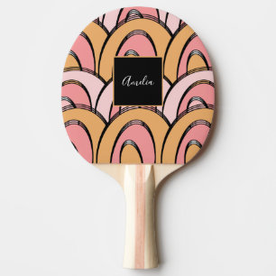 Groovy Rainbows Pattern Oranje Pink Tafeltennisbatje