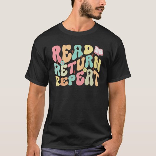 Groovy Read Return Herhaal Bibliothecaris Grappige T-shirt (Voorkant)