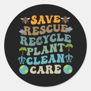 Groovy Red Bevers Red Dieren Recycleer Aarddag  Ronde Sticker