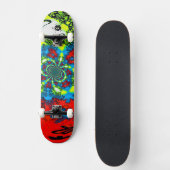 Groovy Red Blue Yellow Abstract Spiral Art Persoonlijk Skateboard (Voorkant)