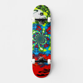 Groovy Red Blue Yellow Abstract Spiral Art Persoonlijk Skateboard