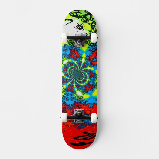 Groovy Red Blue Yellow Abstract Spiral Art Persoonlijk Skateboard (Voorkant)