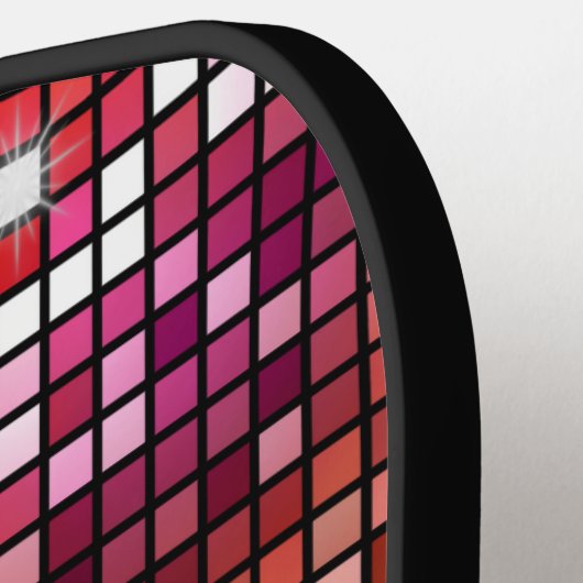 Groovy Red Disco Ball Retro 70's Pickleball Paddle (Links Detail)