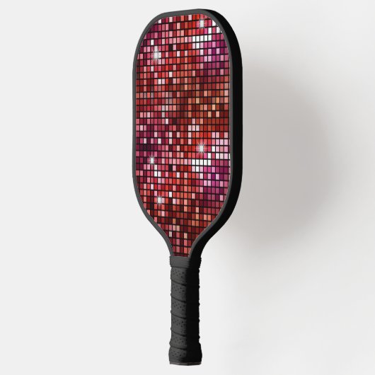 Groovy Red Disco Ball Retro 70's Pickleball Paddle (Links)