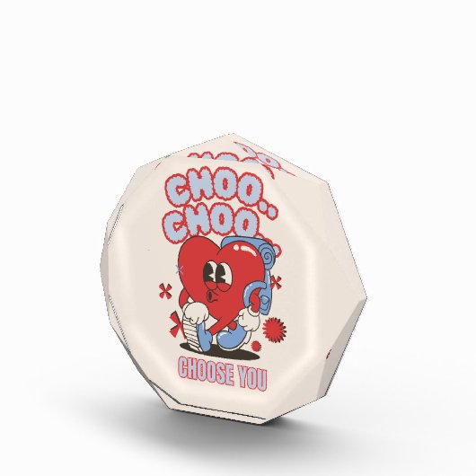 Groovy Red Heart Choo Choo Kies voor jou Valentijn Fotoblokken (Rechts)