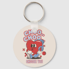 Groovy Red Heart Choo Choo Kies voor jou Valentijn Sleutelhanger