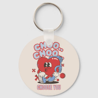 Groovy Red Heart Choo Choo Kies voor jou Valentijn Sleutelhanger