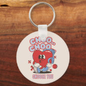 Groovy Red Heart Choo Choo Kies voor jou Valentijn Sleutelhanger (Voorkant)