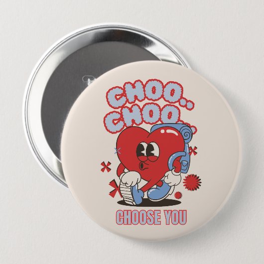 Groovy Red Heart zingt Valentijnse  Ronde Button 4,0 Cm (Voorkant /achterkant)