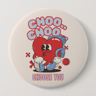 Groovy Red Heart zingt Valentijnse  Ronde Button 4,0 Cm