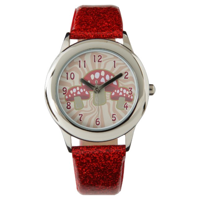 Groovy Red Mushrooms Horloge (Voorkant)