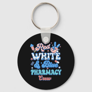 Groovy Red White Blue Apotheek Crew Apotheker 4th Sleutelhanger