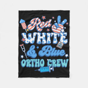 Groovy Red White Blue Ortho Crew Ortho Nurse 4th O Fleece Deken