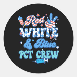 Groovy Red White Blue PCT Crew 4 juli Ronde Sticker